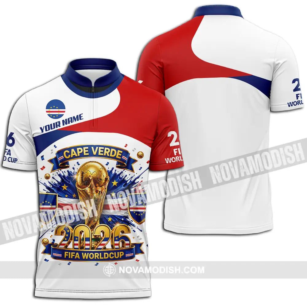 Unisex Shirt - Custom Cape Verde World Cup 2026 3D Shirt - Zipper Polo Shirt / S - T-shirt