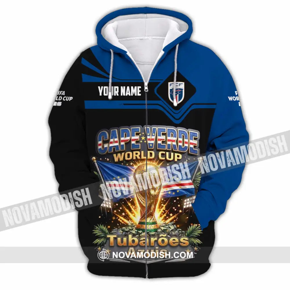 Unisex Shirt - Custom Cape Verde World Cup 2026 Shirt - Zipper Hoodie / S - T-shirt