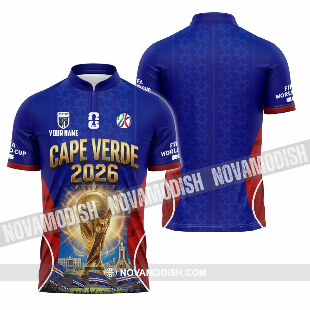 Unisex Shirt - Custom Cape Verde World Cup 2026 Shirt - Zipper Polo Shirt / S - T-shirt