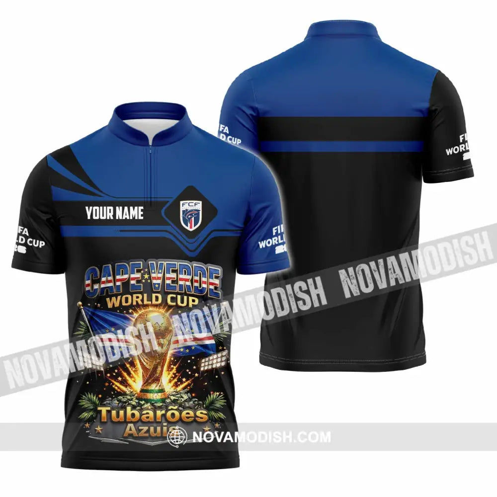 Unisex Shirt - Custom Cape Verde World Cup 2026 Shirt - Zipper Polo Shirt / S - T-shirt