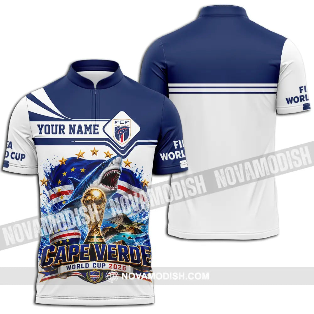 Unisex Shirt - Custom Cape Verde World Cup 2026 Shirt - Zipper Polo Shirt / S - T-shirt