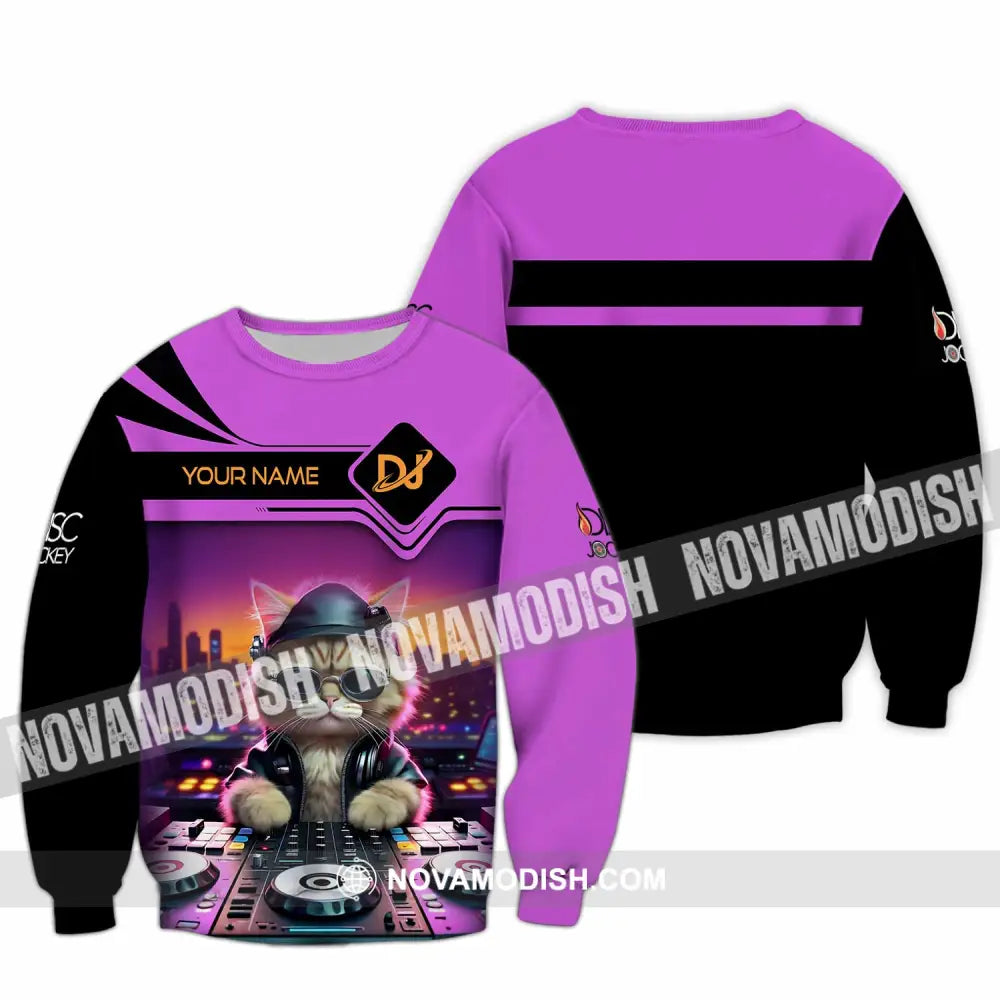 Unisex Shirt - Custom Cat Disc Jockey Shirt Long Sleeve / S T-shirt