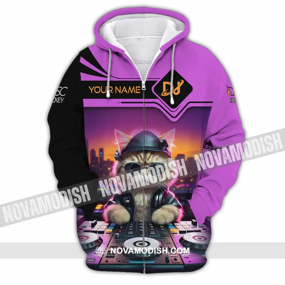 Unisex Shirt - Custom Cat Disc Jockey Shirt Zipper Hoodie / S T-shirt