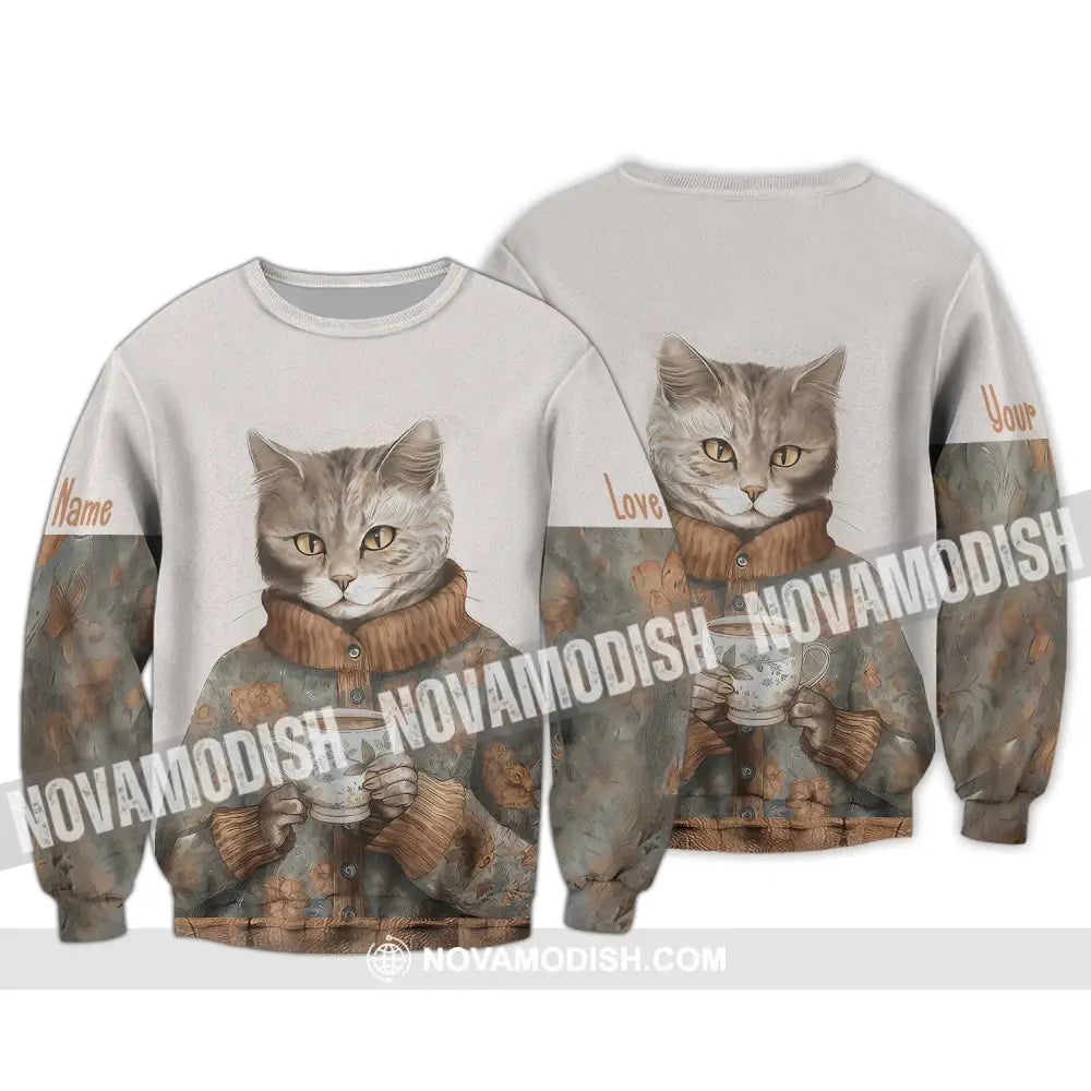 Unisex Shirt Custom Cat Lover T-Shirt For Pet Lovers Long Sleeve / S