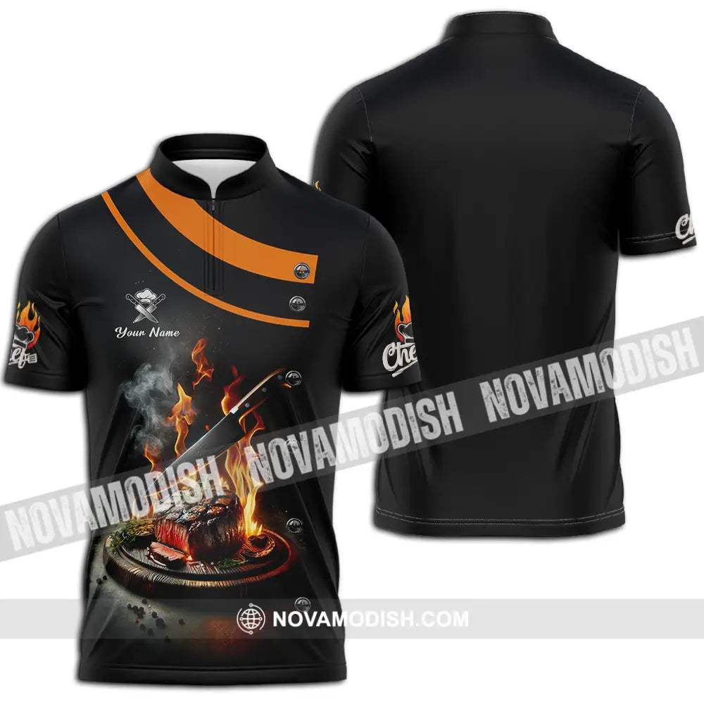 Unisex Shirt - Custom Chef 3D Shirt Zipper Polo Shirt / S T-shirt