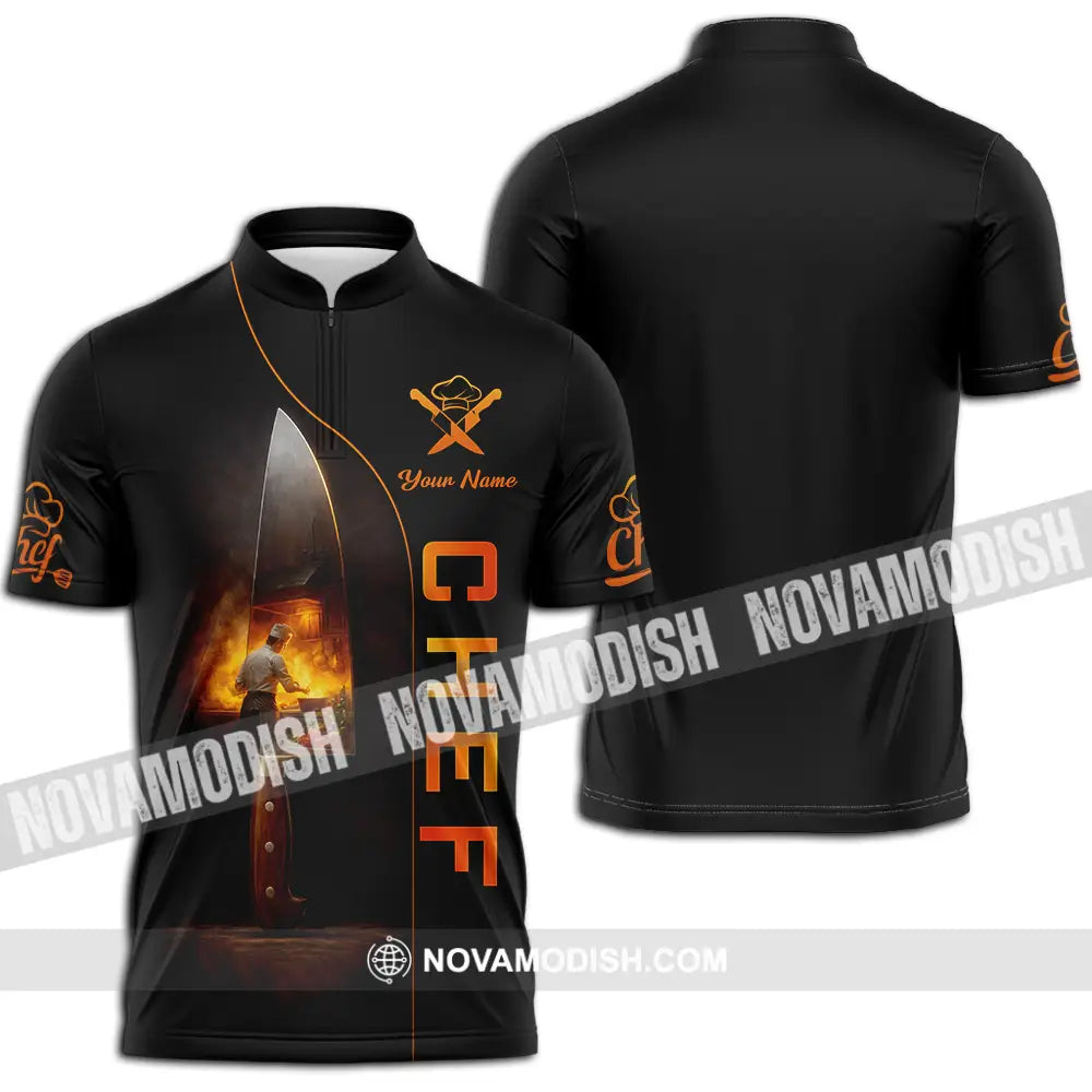 Unisex Shirt - Custom Chef 3D Shirt Zipper Polo Shirt / S T-shirt