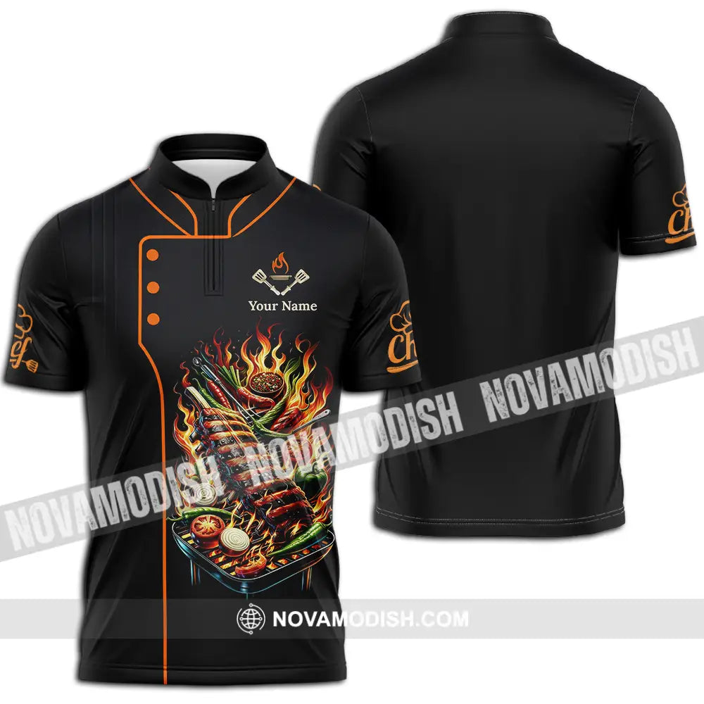 Unisex Shirt - Custom Chef 3D Shirt Zipper Polo Shirt / S T-shirt