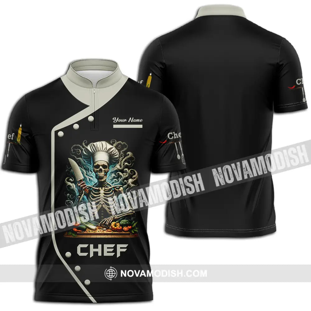 Unisex Shirt - Custom Chef 3D Shirt Zipper Polo Shirt / S T-shirt