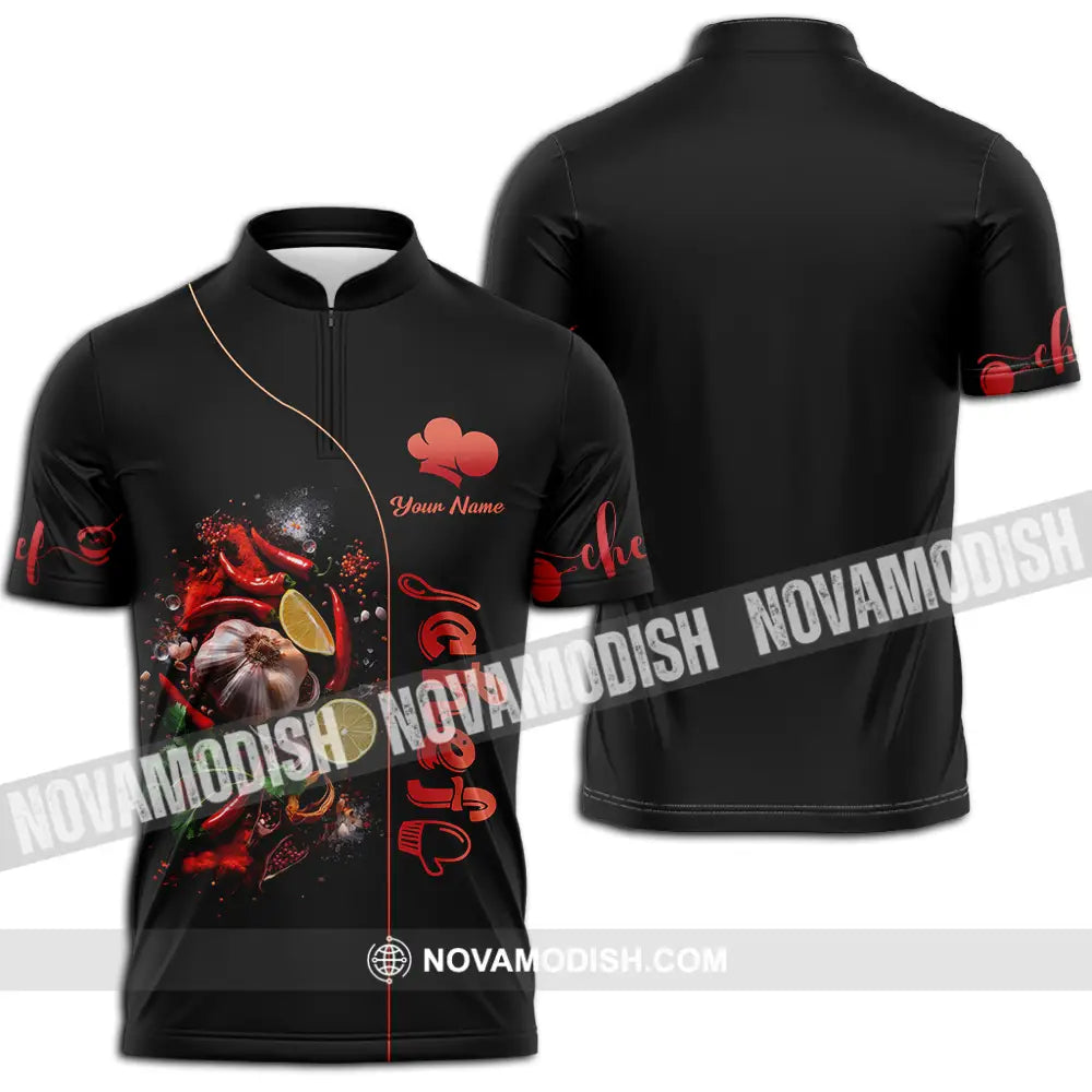 Unisex Shirt - Custom Chef 3D Shirt Zipper Polo Shirt / S T-shirt