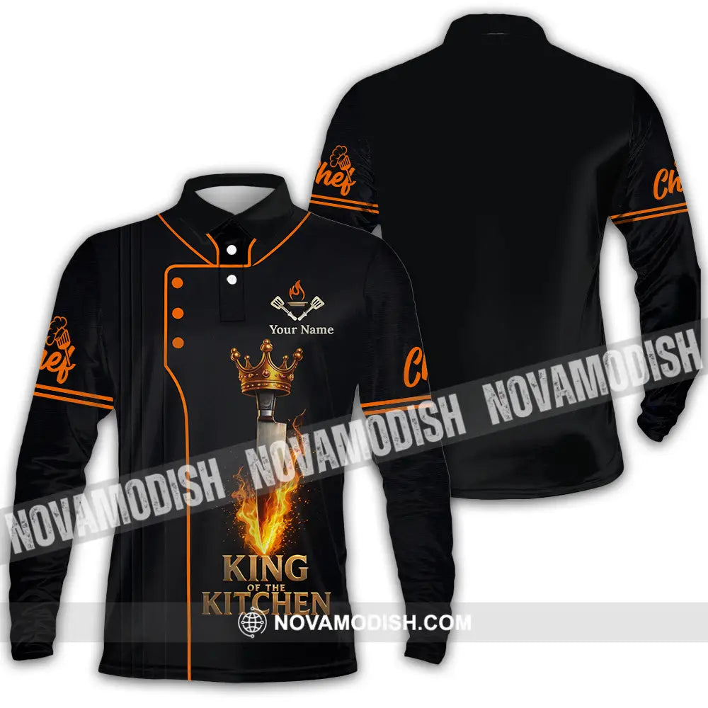 Unisex Shirt - Custom Chef King Kitchen 3D Shirt Long Sleeve Polo / S T-shirt