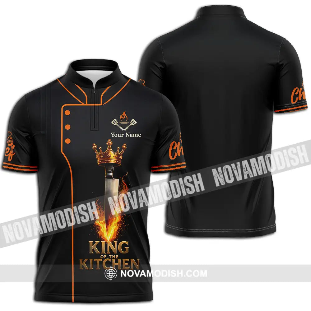 Unisex Shirt - Custom Chef King Kitchen 3D Shirt Zipper Polo Shirt / S T-shirt