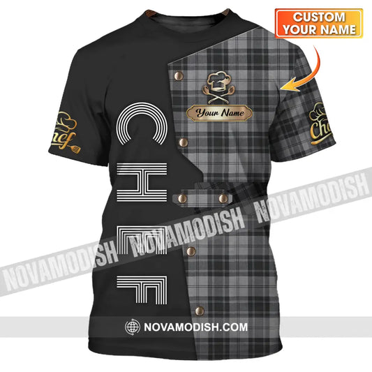 Unisex Shirt - Custom Chef Name Shirt Black And Caro T-shirt