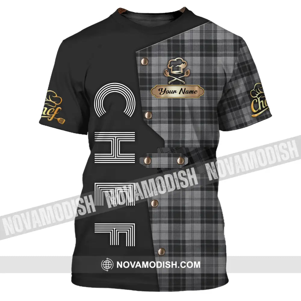 Unisex Shirt - Custom Chef Name Shirt Black And Caro T-Shirt / S T-shirt