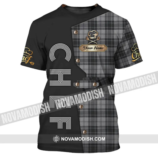 Unisex Shirt - Custom Chef Name Shirt Black And Caro T-Shirt / S T-shirt