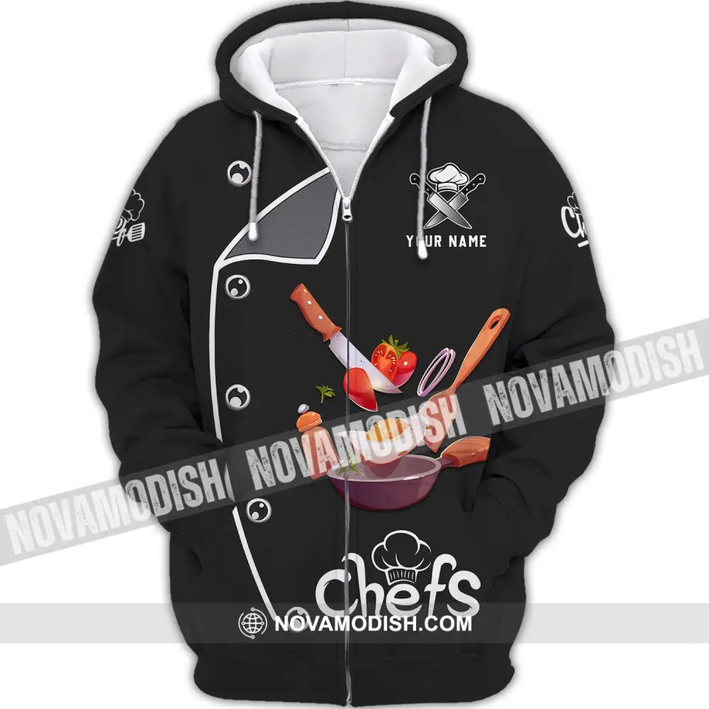 Unisex Shirt - Custom Chef Name Shirt - Chef Shirt - Chef Name Gift For Kitchen Lover Gift For Chefs Zipper Hoodie / S
