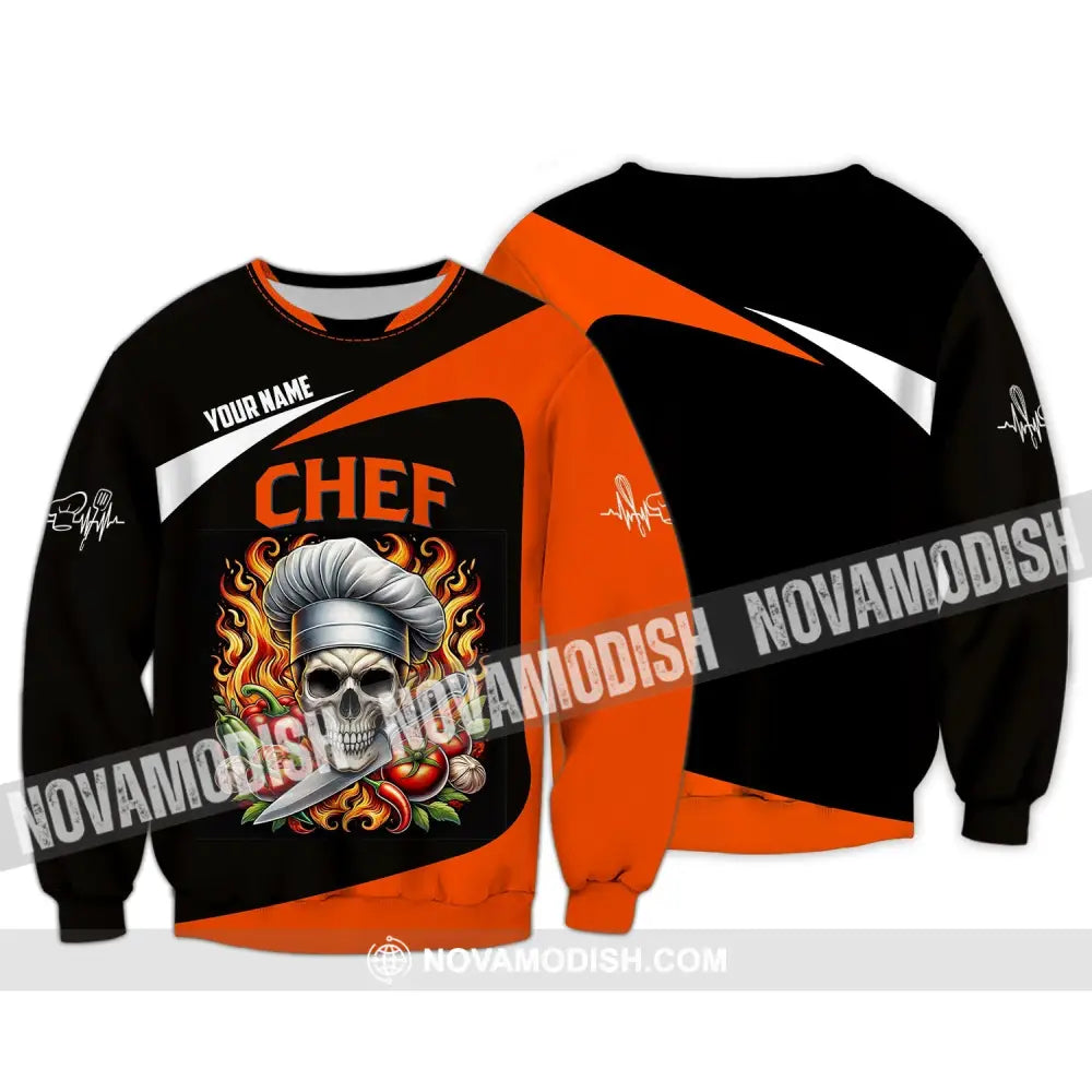 Unisex Shirt - Custom Chef Name Skull Long Sleeve / S T-Shirt