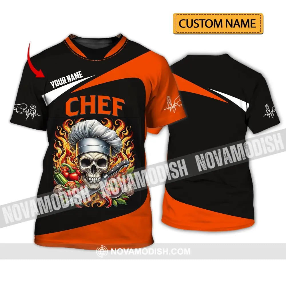 Unisex Shirt - Custom Chef Name Skull T-Shirt