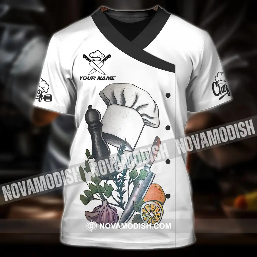 Unisex Shirt - Custom Chef Name T-Shirt Hat And Vegetable In Kitchen Shirt T-shirt