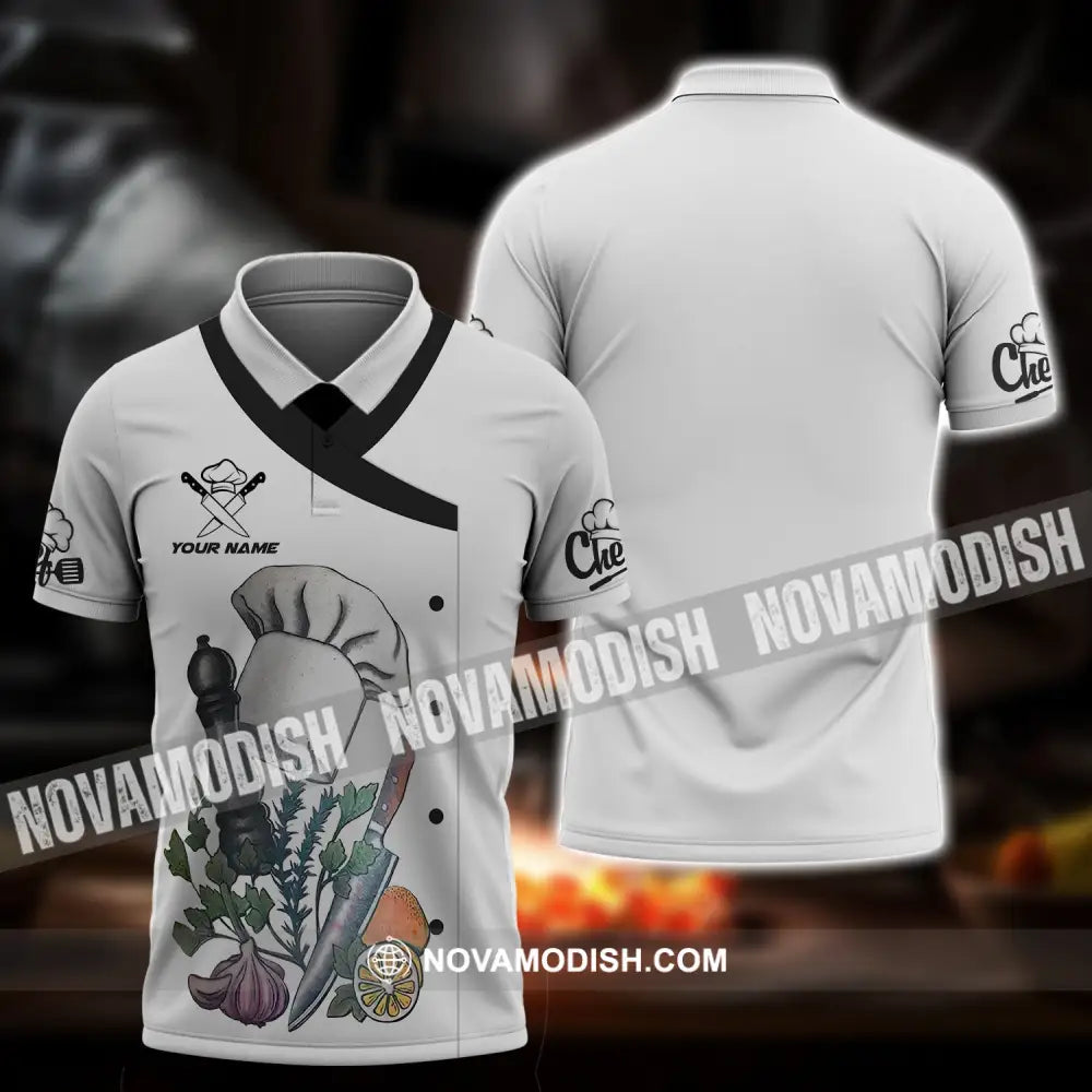 Unisex Shirt - Custom Chef Name T-Shirt Hat And Vegetable In Kitchen Shirt Polo Shirt / S T-shirt