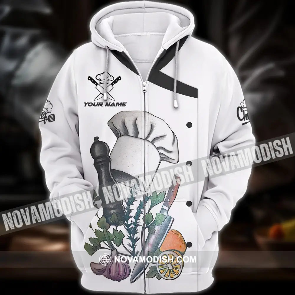 Unisex Shirt - Custom Chef Name T-Shirt Hat And Vegetable In Kitchen Shirt Zipper Hoodie / S T-shirt