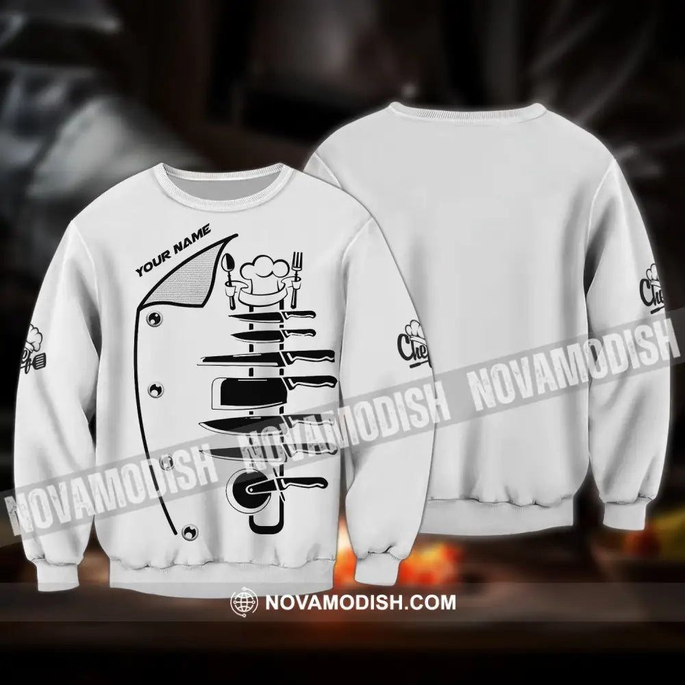 Unisex Shirt - Custom Chef Name T-Shirt Kitchen Knife Collection Shirt Long Sleeve / S T-shirt