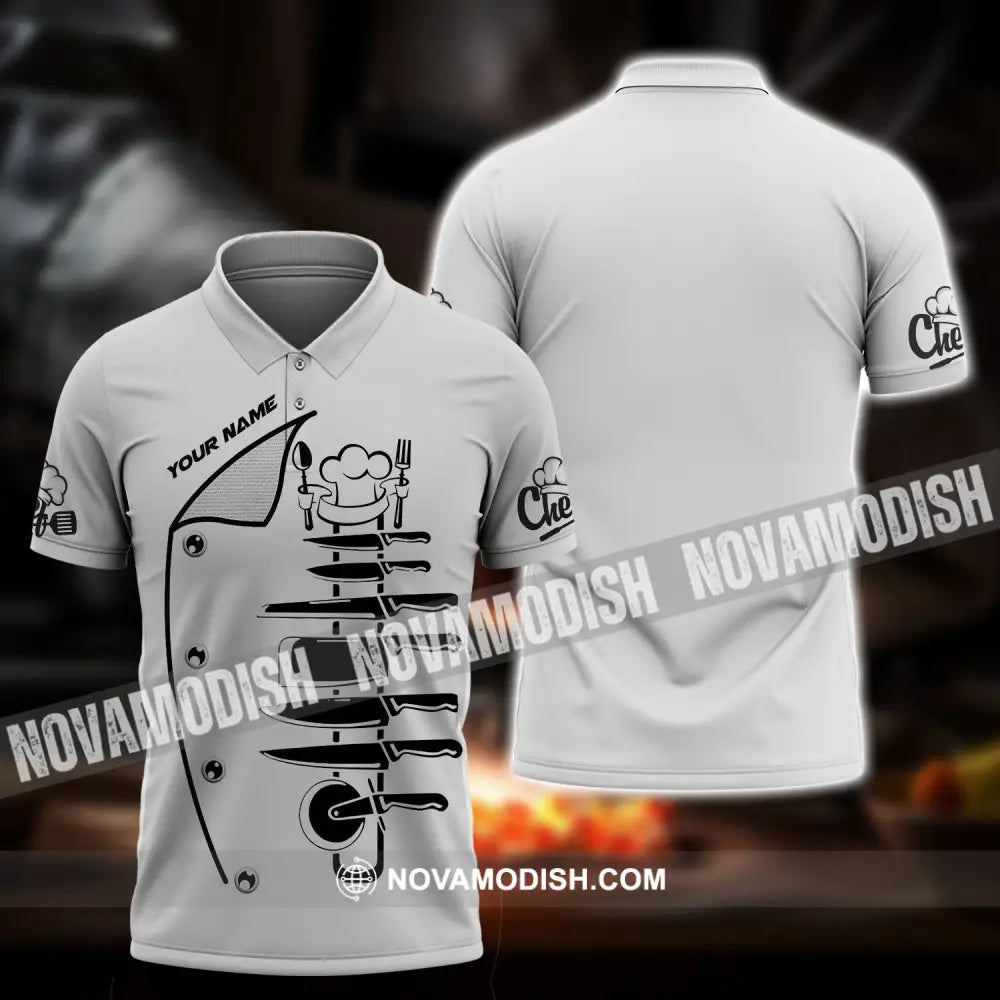 Unisex Shirt - Custom Chef Name T-Shirt Kitchen Knife Collection Shirt Polo Shirt / S T-shirt