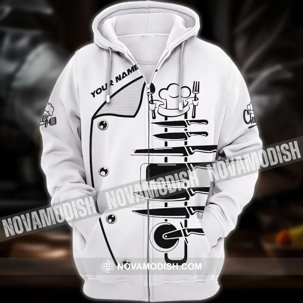 Unisex Shirt - Custom Chef Name T-Shirt Kitchen Knife Collection Shirt Zipper Hoodie / S T-shirt
