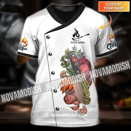 Unisex Shirt - Custom Chef Name Shirt - Vegetables Kitchen And Knives Shirt T-shirt