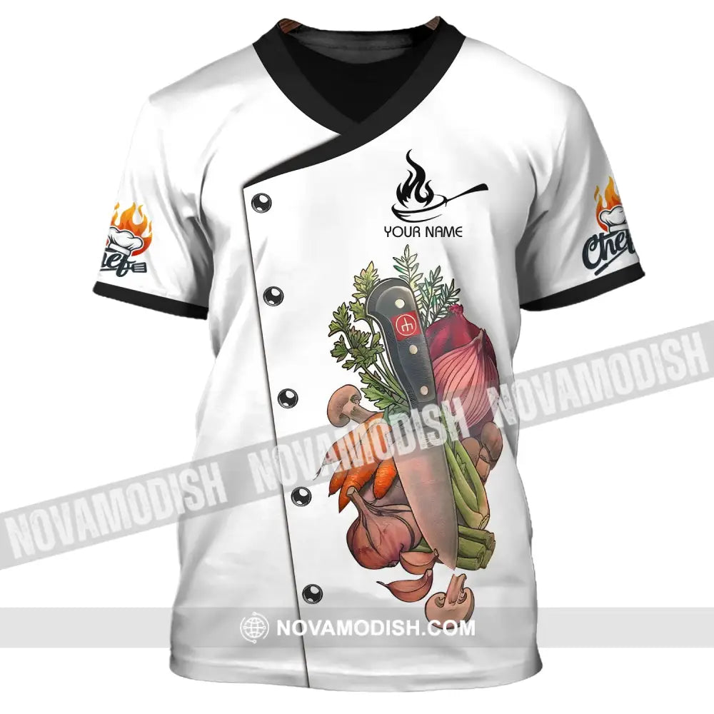 Unisex Shirt - Custom Chef Name Shirt - Vegetables Kitchen And Knives Shirt T-Shirt / S T-shirt