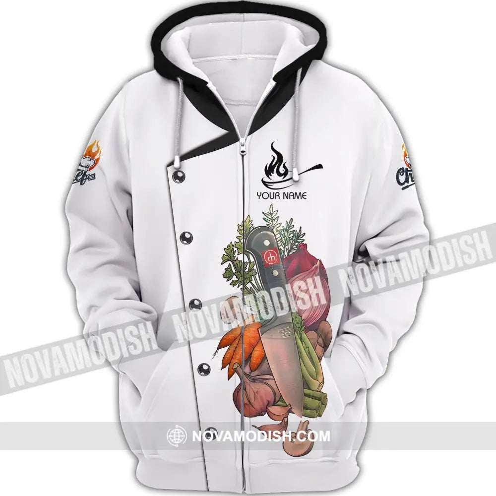 Unisex Shirt - Custom Chef Name Shirt - Vegetables Kitchen And Knives Shirt Zipper Hoodie / S T-shirt