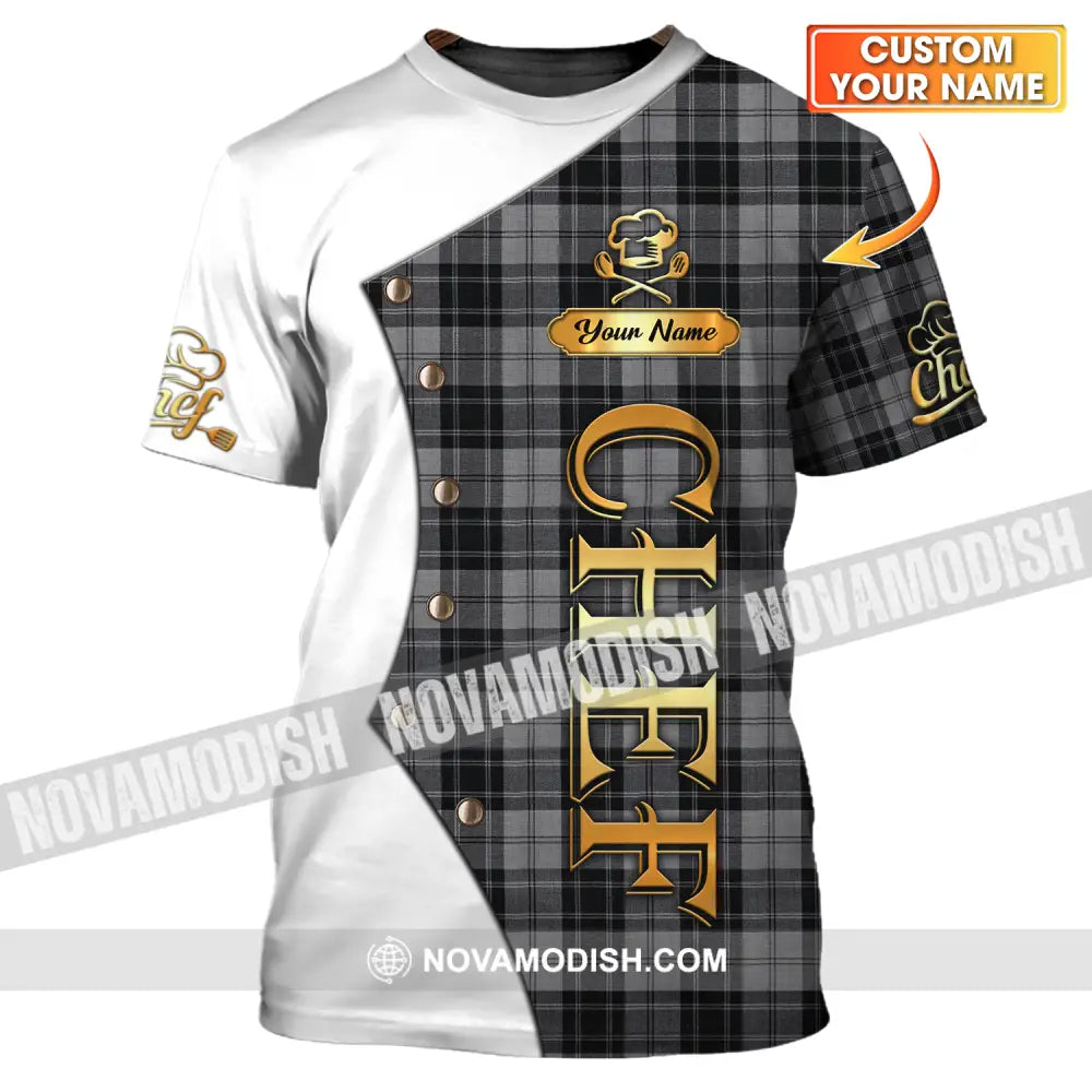 Unisex Shirt - Custom Chef Name Shirt White And Caro T-shirt