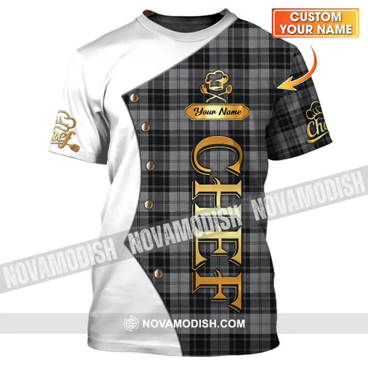 Unisex Shirt - Custom Chef Name Shirt White And Caro T-shirt
