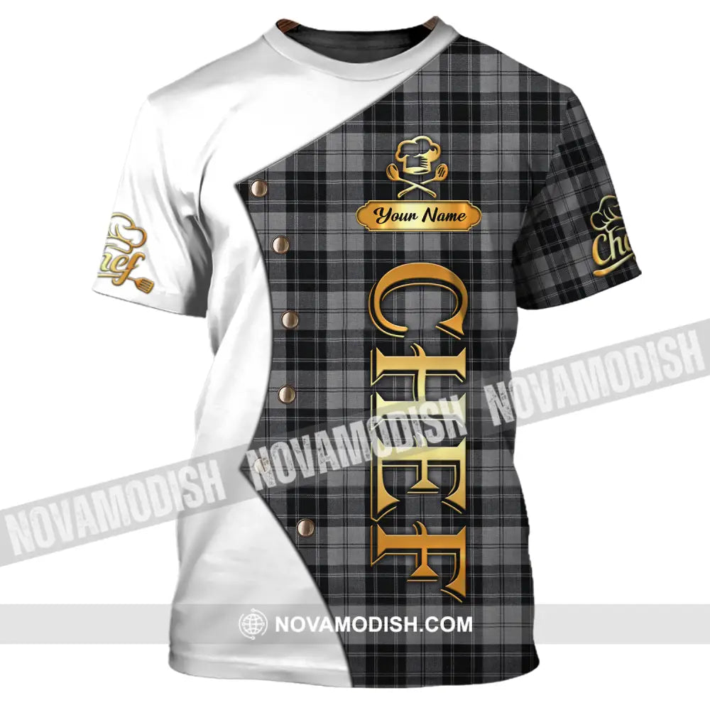 Unisex Shirt - Custom Chef Name Shirt White And Caro T-Shirt / S T-shirt