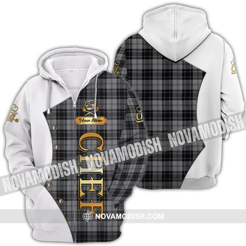 Unisex Shirt - Custom Chef Name Shirt White And Caro Zipper Hoodie / S T-shirt