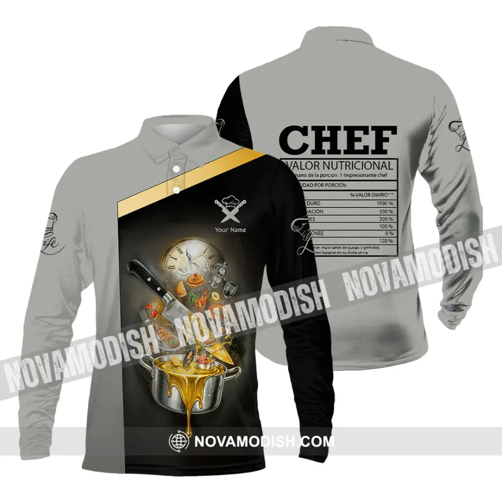 Unisex Shirt - Custom Chef Valor Nutricional Shirt Long Sleeve Polo / S T-shirt