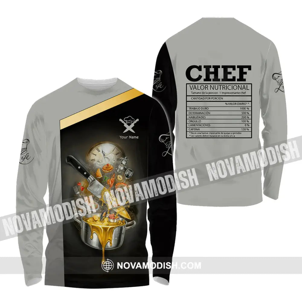 Unisex Shirt - Custom Chef Valor Nutricional Shirt Long Sleeve Shirt / S T-shirt