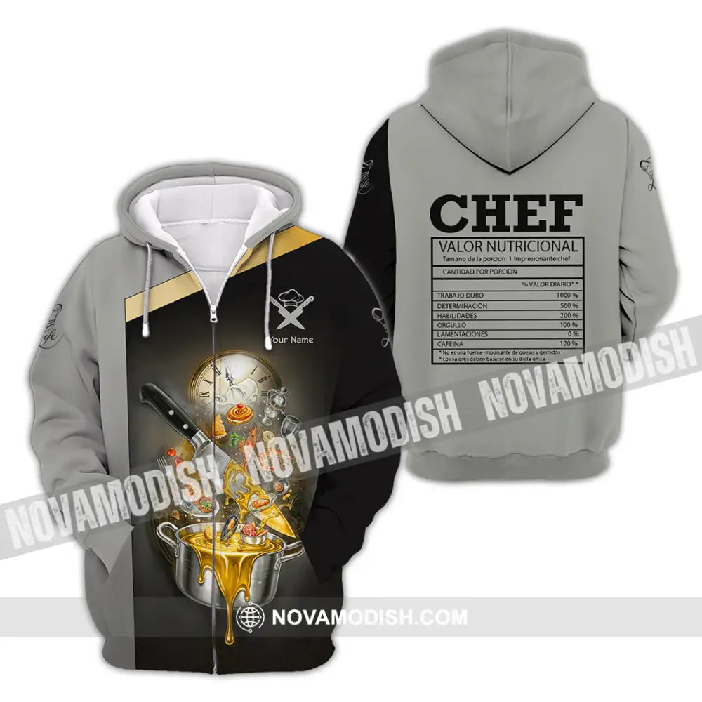 Unisex Shirt - Custom Chef Valor Nutricional Shirt Zipper Hoodie / S T-shirt