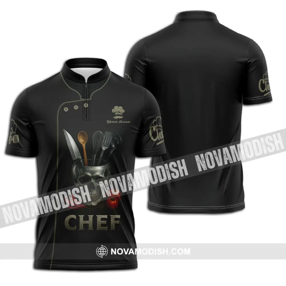 Unisex Shirt - Custom Chef Shirt Zipper Polo Shirt / S T-shirt
