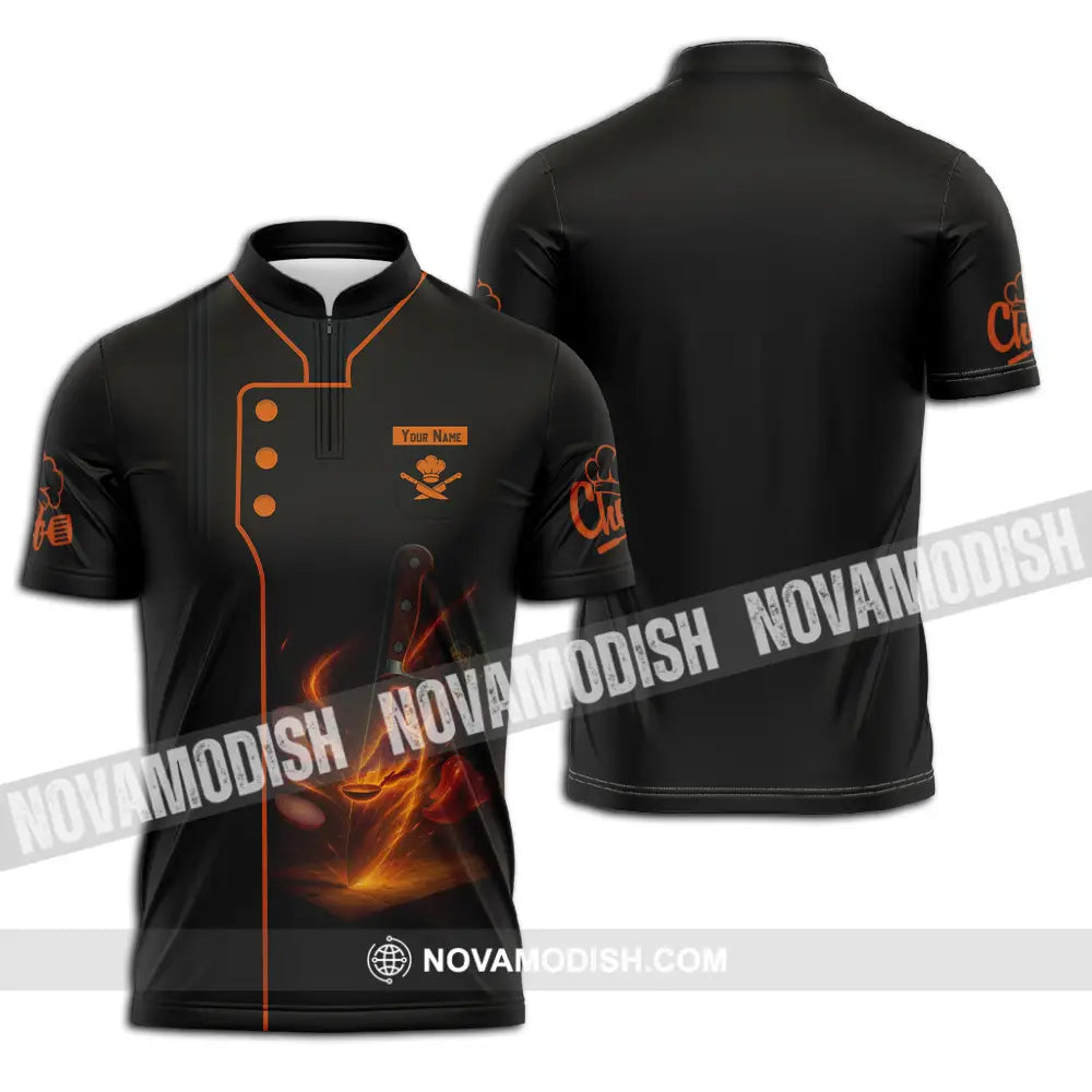 Unisex Shirt - Custom Chef Shirt Zipper Polo Shirt / S T-shirt