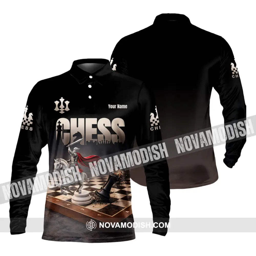 Unisex Shirt - Custom Chess 3D Shirt Long Sleeve Polo / S T-shirt