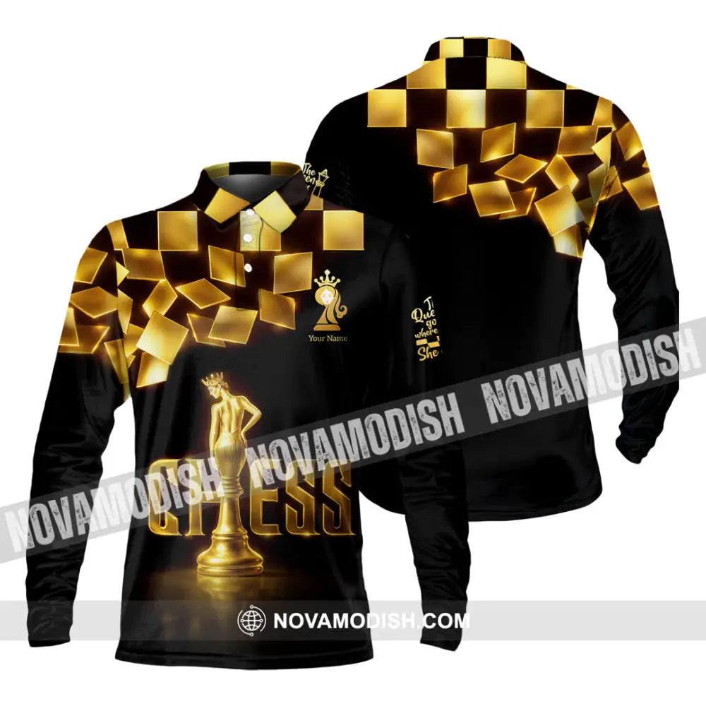 Unisex Shirt - Custom Chess 3D Shirt - Long Sleeve Polo / S - T-shirt
