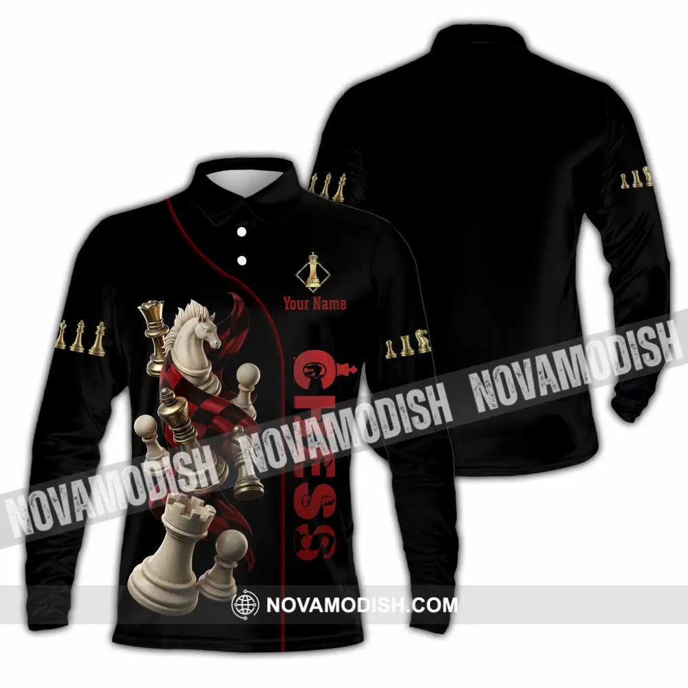 Unisex Shirt - Custom Chess 3D Shirt Long Sleeve Polo / S T-shirt