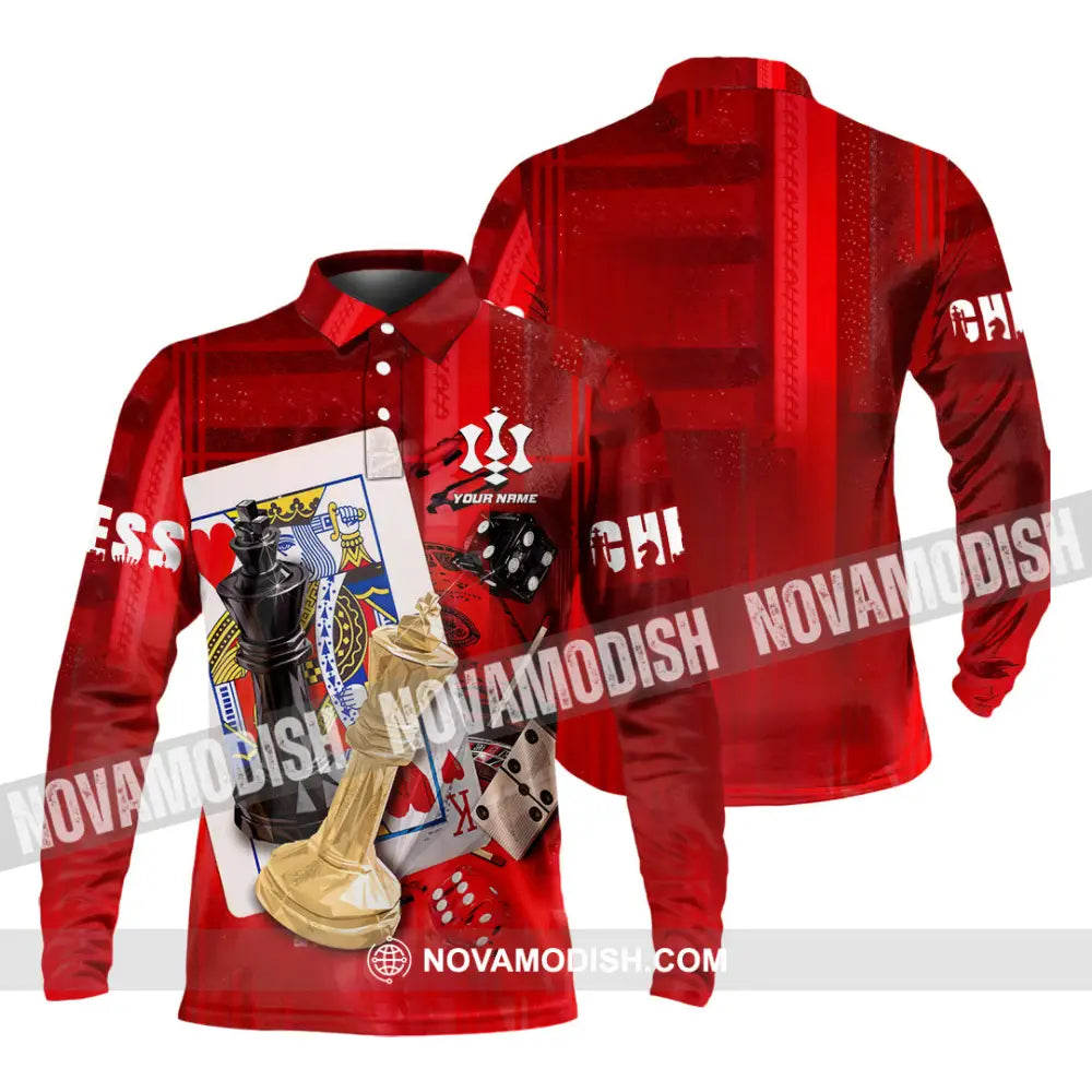 Unisex Shirt - Custom Chess 3D Shirt Long Sleeve Polo / S T-shirt
