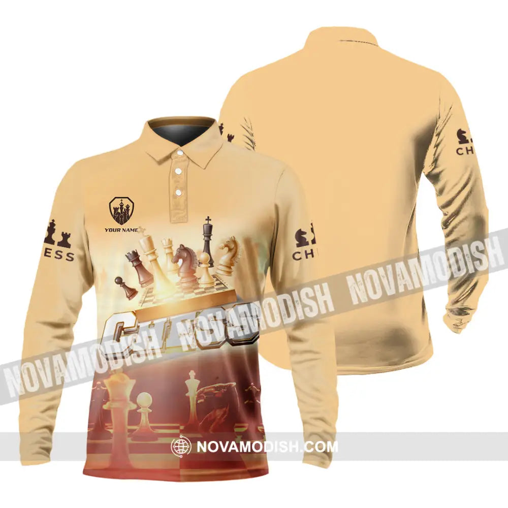 Unisex Shirt - Custom Chess 3D Shirt - Long Sleeve Polo / S - T-shirt