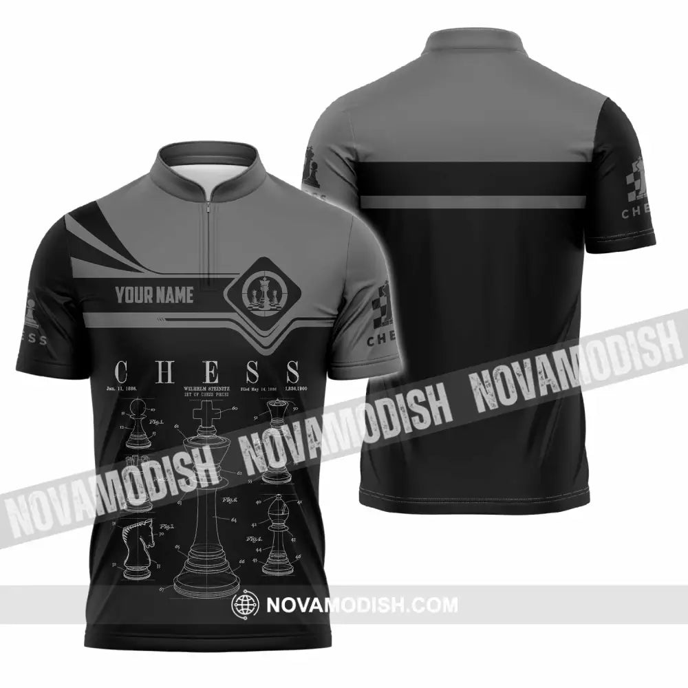 Unisex Shirt - Custom Chess 3D Shirt Zipper Polo Shirt / S T-shirt