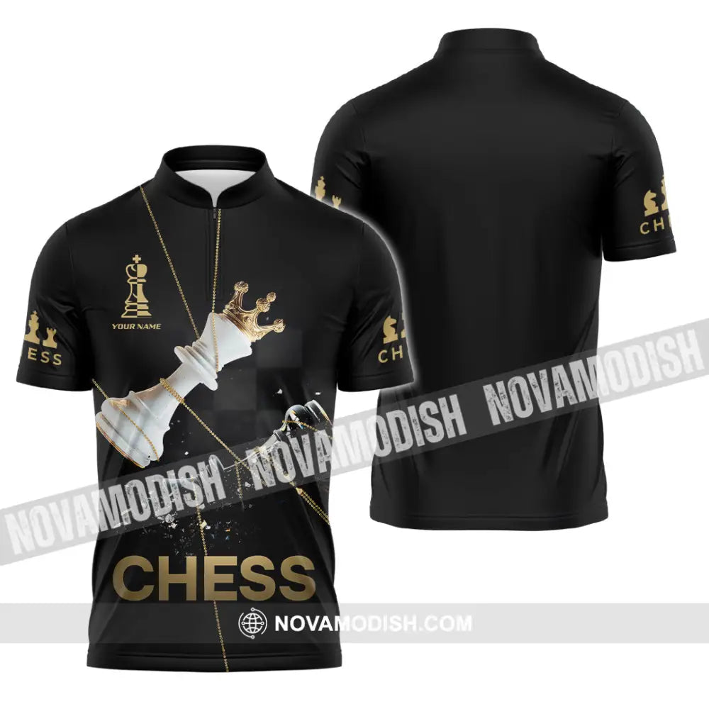Unisex Shirt - Custom Chess 3D Shirt - Zipper Polo Shirt / S - T-shirt