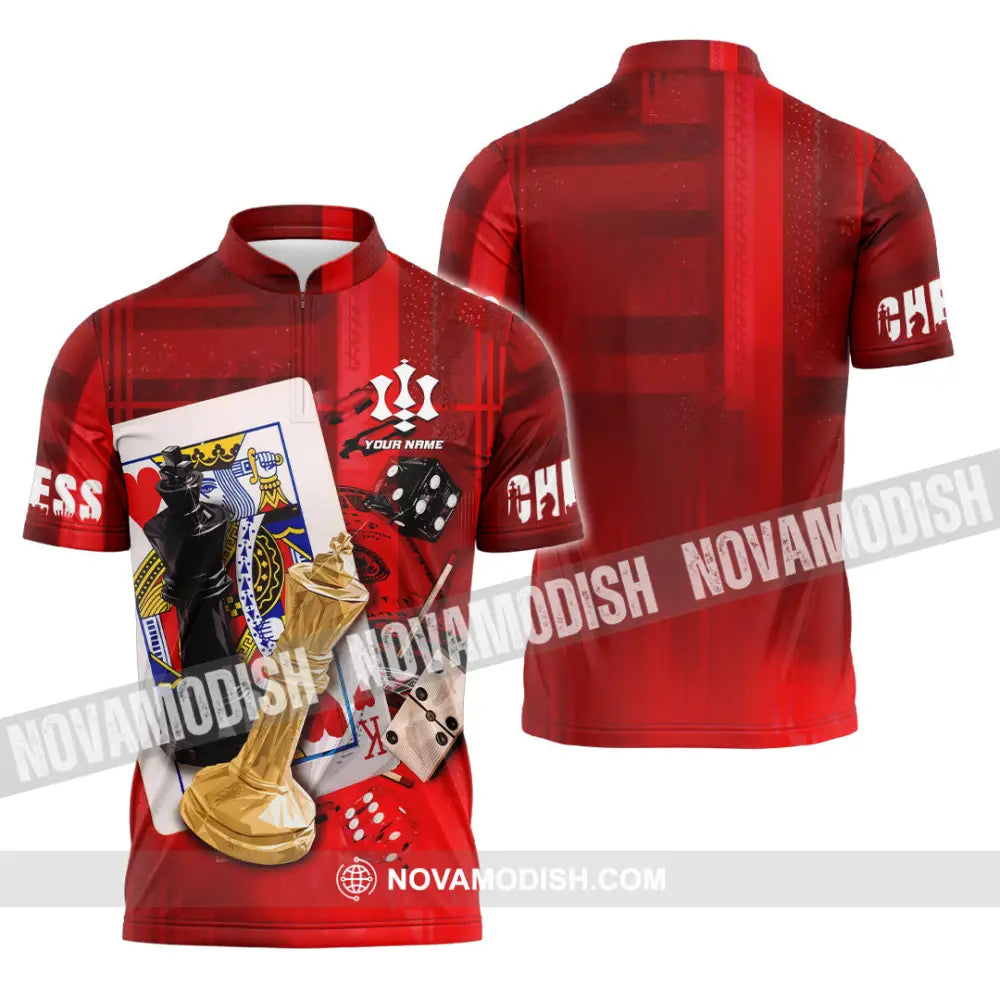 Unisex Shirt - Custom Chess 3D Shirt Zipper Polo Shirt / S T-shirt
