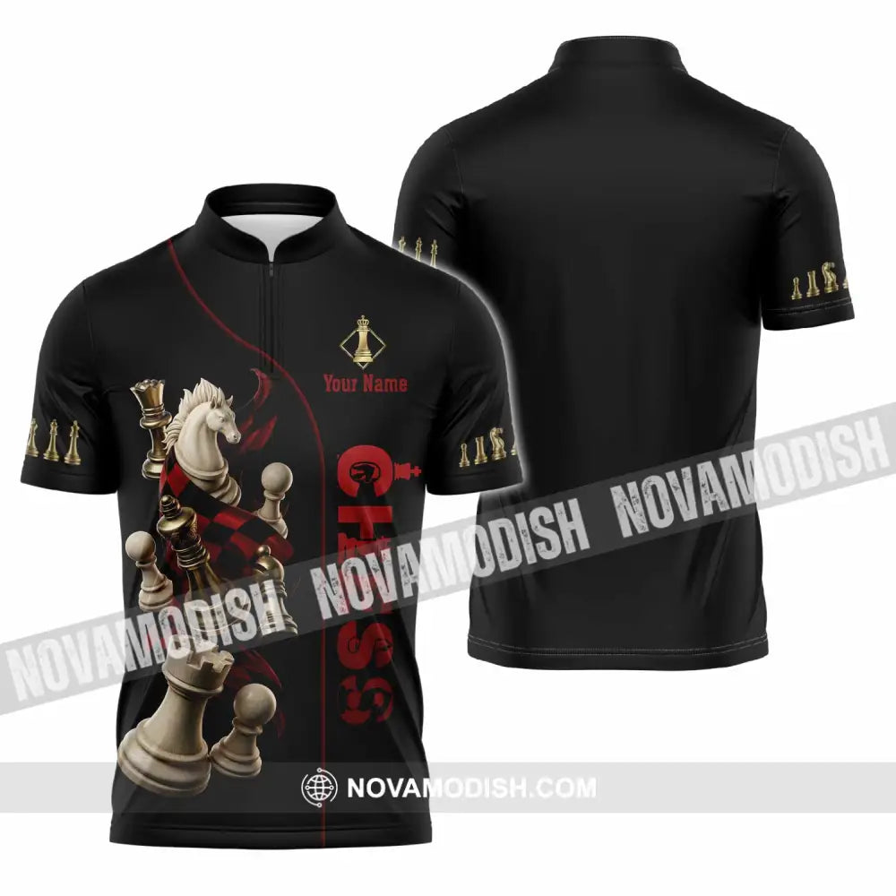 Unisex Shirt - Custom Chess 3D Shirt Zipper Polo Shirt / S T-shirt