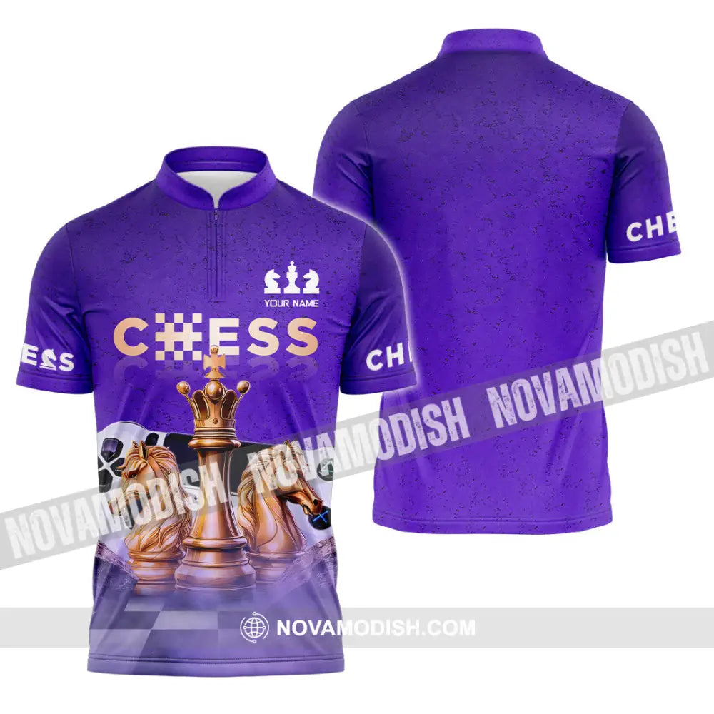 Unisex Shirt - Custom Chess 3D Shirt - Zipper Polo Shirt / S - T-shirt