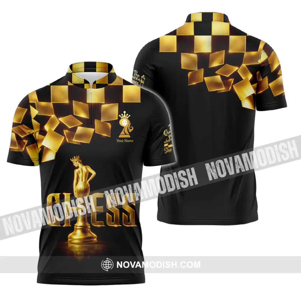 Unisex Shirt - Custom Chess 3D Shirt - Zipper Polo Shirt / S - T-shirt